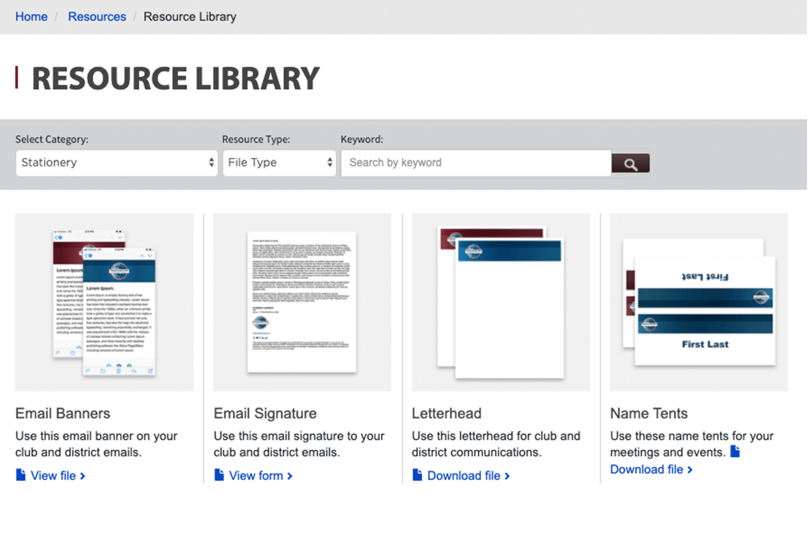
Samples of documents in the Resource Library on the Toastmasters International website