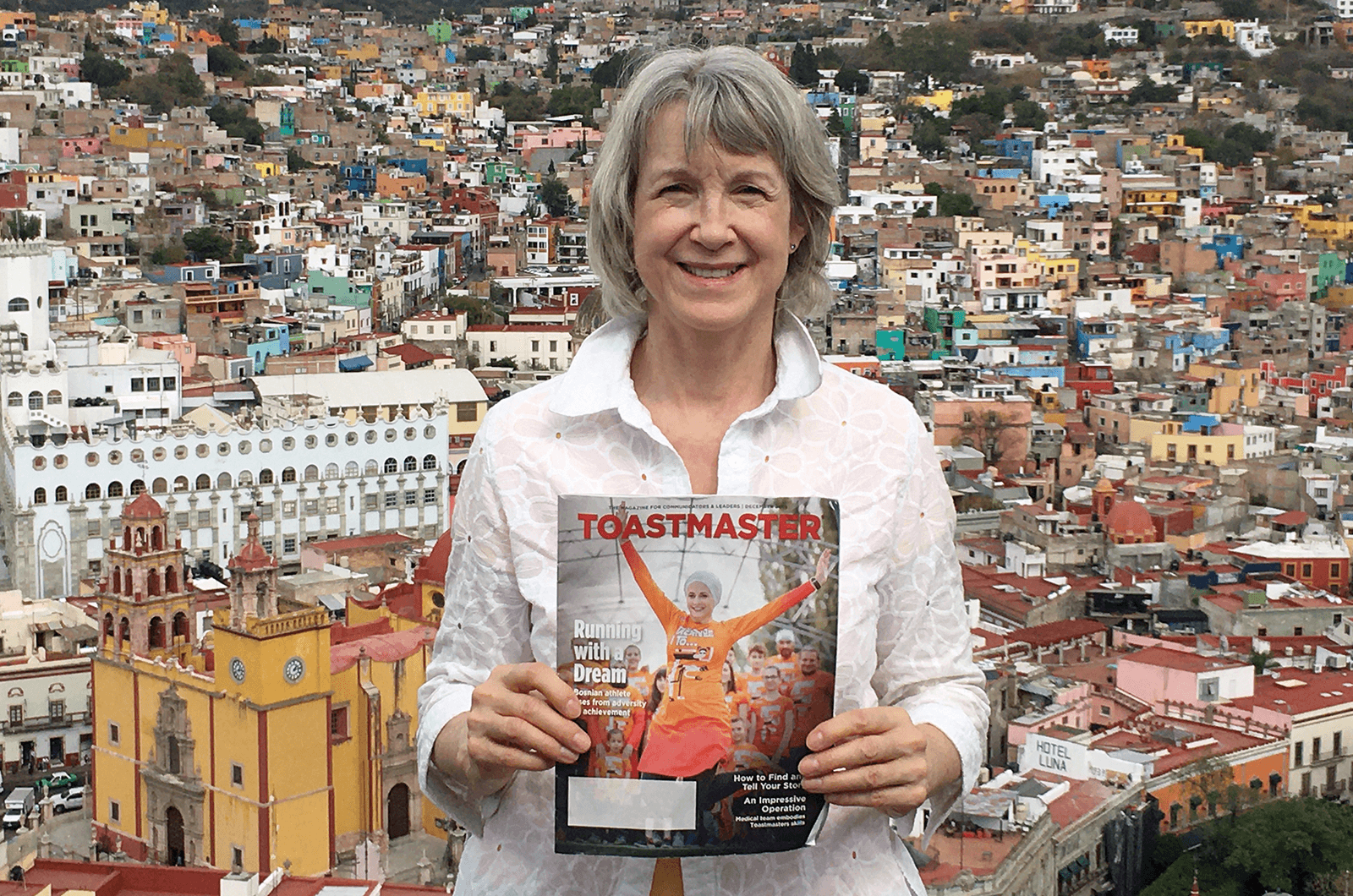 Barbara Sugawara of Surrey, British Columbia, Canada, overlooks the colorful town of Guanajuato, Mexico, which was named a UNESCO World Heritage Site in 1988. 