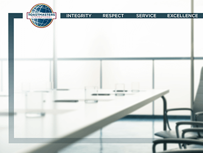 Toastmasters International branded virtual Zoom background of conference table and chairs 