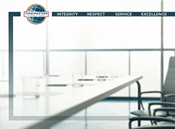 Toastmasters International branded virtual Zoom background of conference table and chairs 