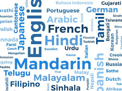 Word cloud of various languages 