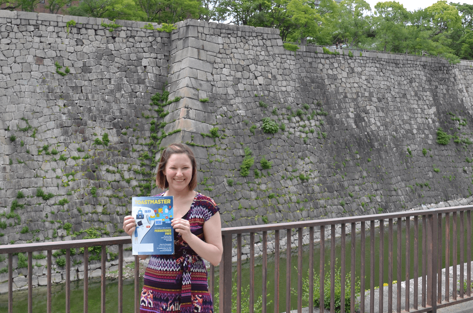 Rachel Banting of Calgary, Alberta, Canada, visits one of Japan’s most famous landmarks, the Osaka Castle in Osaka. 