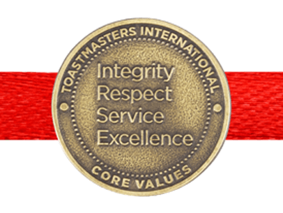 Gold coin with Toastmasters International’s core values