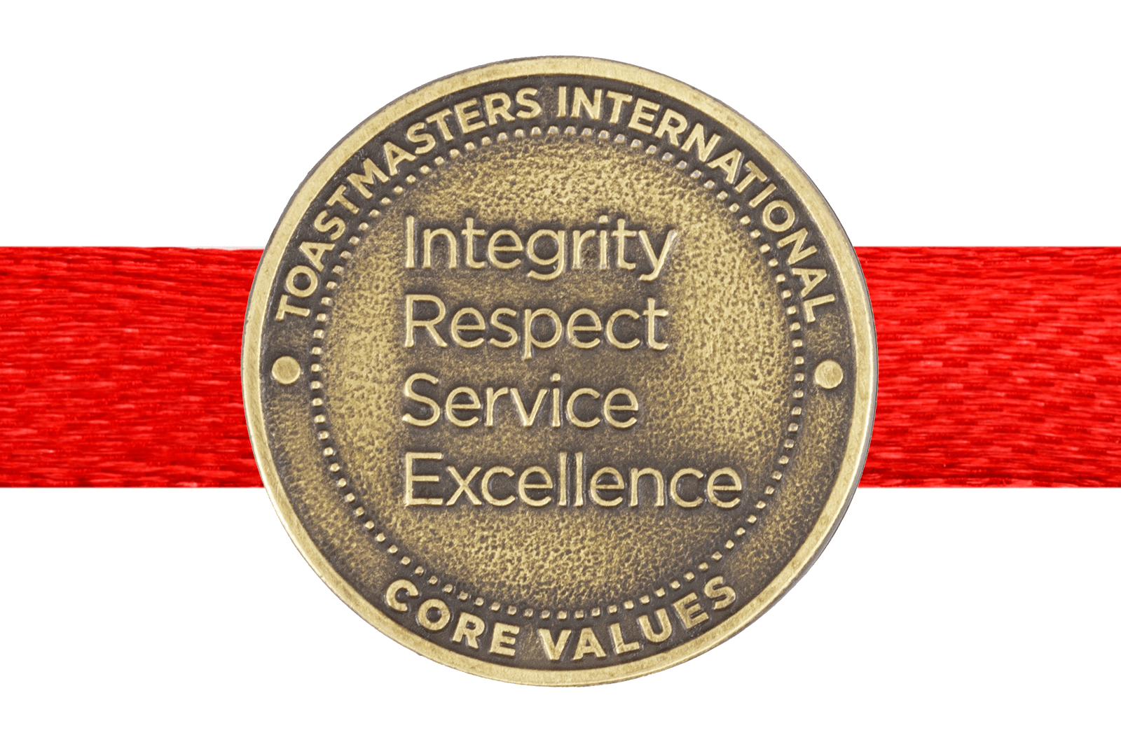 Gold coin with Toastmasters International’s core values