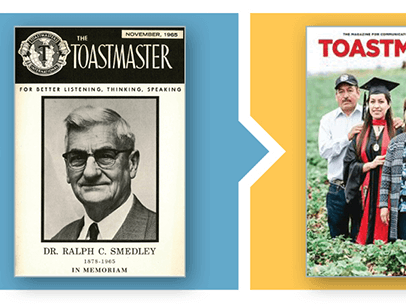 Cover images of Gavel and Toastmaster magazines and digital version 
