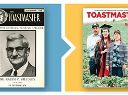 Cover images of Gavel and Toastmaster magazines and digital version 