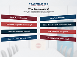 Toastmasters webpage with eight elements  
