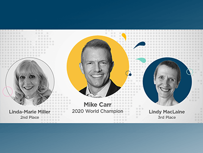 Mike Carr, Linda-Marie Miller and Lindy MacLaine headshots in graphic circles