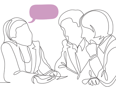 Illustration of three people talking