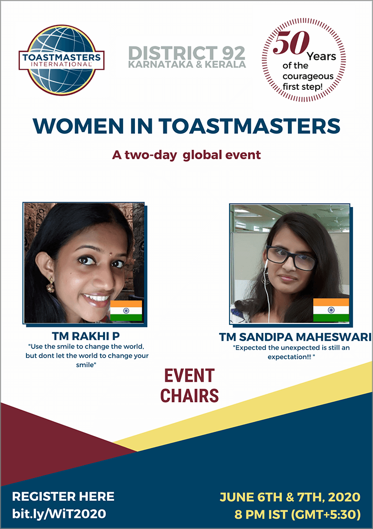 A successful partnership between Rhaki P. and Sandipa Maheswari helped make the Women in Toastmasters event possible.