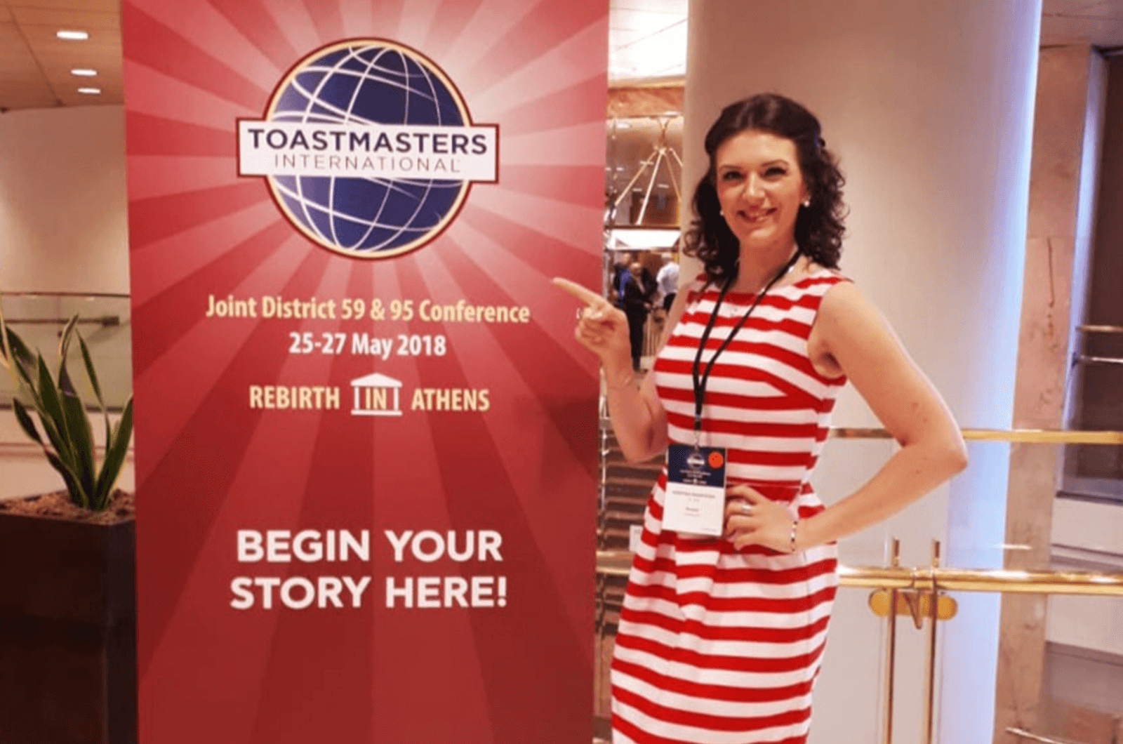 Kristina Sharykina was introduced to Toastmasters by her boyfriend Alex de Jong, who was introduced by his father. 