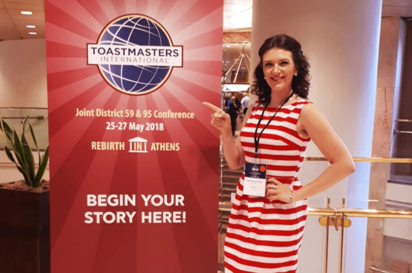 Kristina Sharykina was introduced to Toastmasters by her boyfriend Alex de Jong, who was introduced by his father.