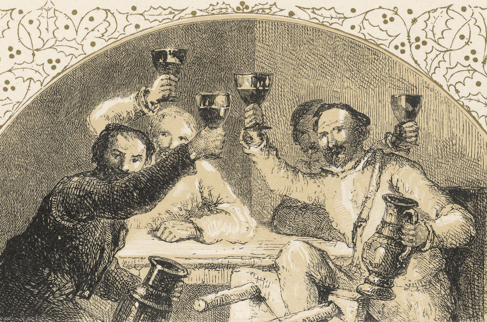Men from 16th century toasting  