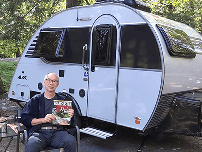 Keith Yeung of Markham, Ontario, Canada, travels with his trailer to safely enjoy the Killbear Provincial Park near Nobel, Ontario, Canada.