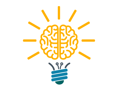 Lightbulb with brain graphic 