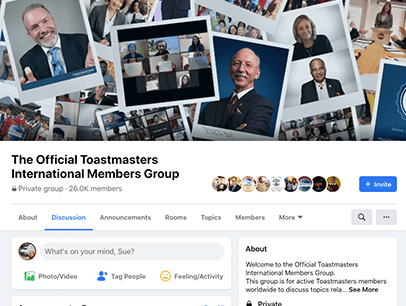 The Official Toastmasters International Members Group web page