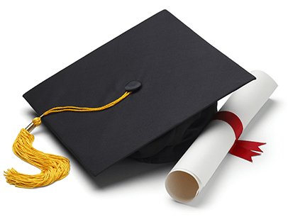 Graduation cap and diploma 