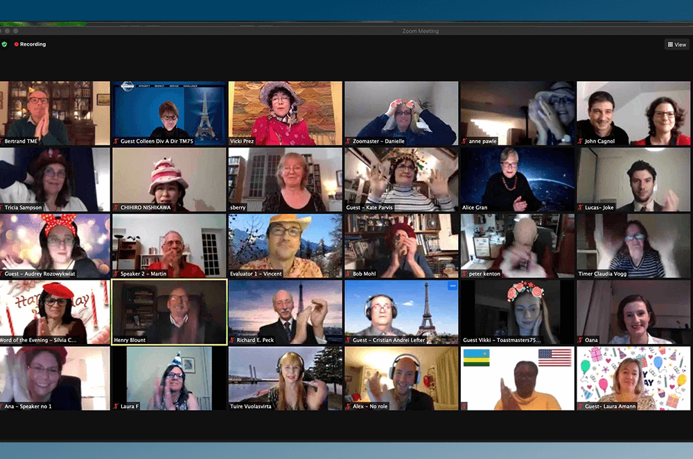 Toastmasters of Paris members held a virtual birthday party to celebrate the club’s 45th anniversary.