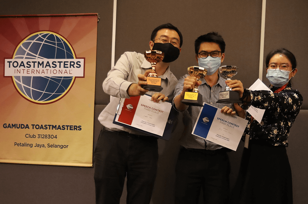 Khei Cheong of GAMUDA Toastmasters Club in Petaling Jaya, Selangor, Malaysia, says “Toastmasters is where we toast for our growth together.” 