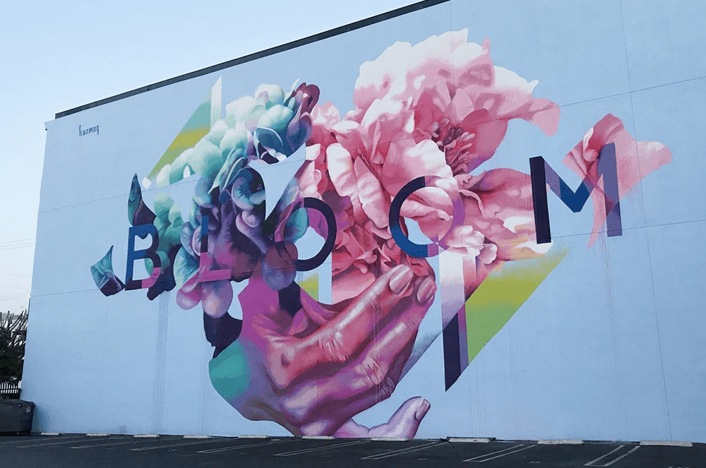 Torneros painted a wall to commemorate the late community advocate, Joel Bloom. This artwork is located in Bloom Square in the DTLA Arts District.