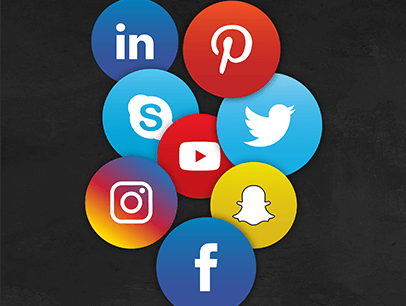 Social media icons floating