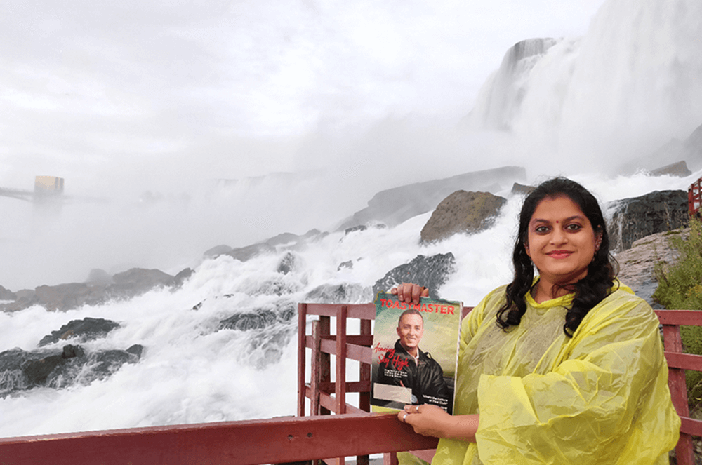 Sonia Keswani, DTM, of Udaipur, Rajasthan, India, visits Niagara Falls on the United States side, prior to the pandemic. The group of waterfalls span the border between Canada and the state of New York.