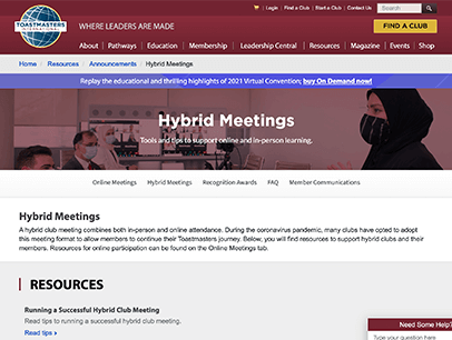 Webpage on hybrid meetings