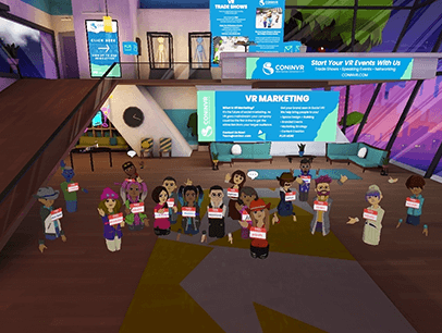 Photo of avatars in a virtual reality setting