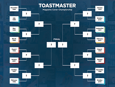 Brackets with Toastmaster magazine covers