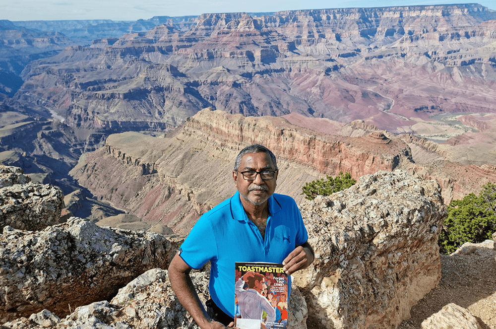 Mohan Morais of Colombo, Sri Lanka, visits the Grand Canyon in Arizona.