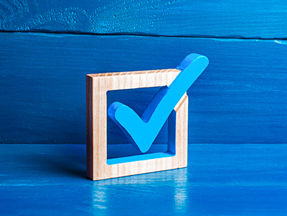 Blue checkmark in box