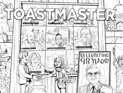Outlined illustration for coloring of a Toastmasters event