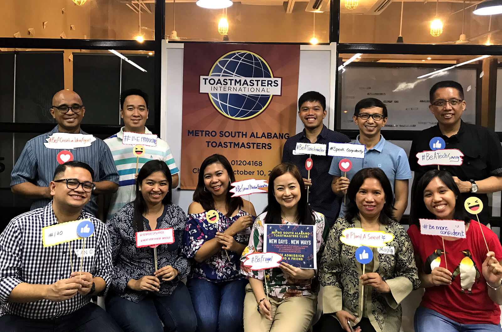 Manila’s Metro South Alabang Toastmasters club try a “New Days, New Ways” theme during a fun meeting.