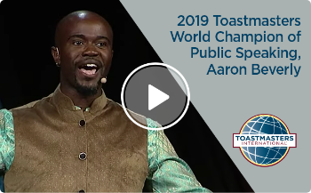 photo of 2019 Toastmasters World Champion of Public Speaking, Aaron Beverly