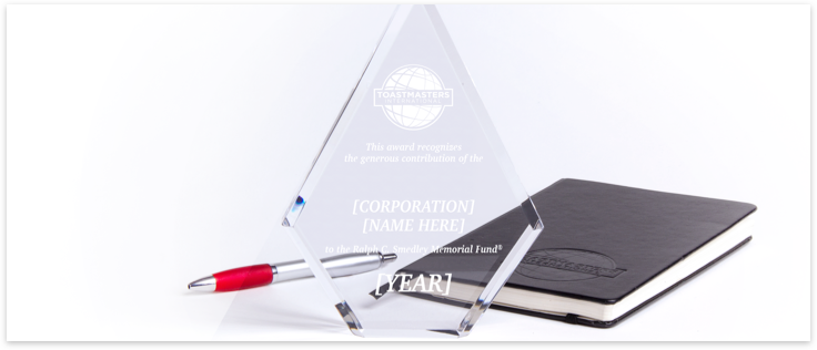 Smedley Fund Contributor Engraved Trophy, Notebook and a Pen