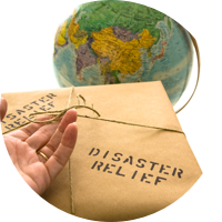 Open Hand on an Envelope with a Globe in the Background