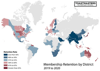 Membership Retention by District 2018-2019