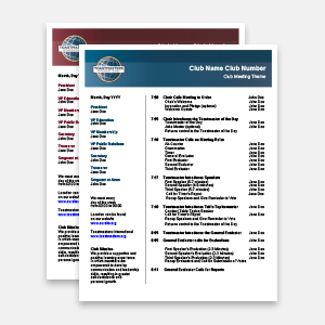 Toastmasters International Club Meeting Agendas Toastmasters International Club Meeting Agendas