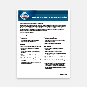 Toastmaster Script and Log